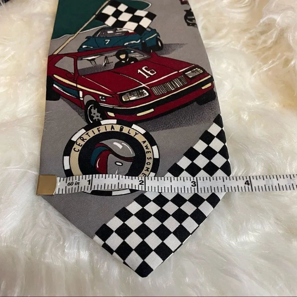 AMERICAN SPORTS  Men's Necktie Race Car Polyester Tie Vintage